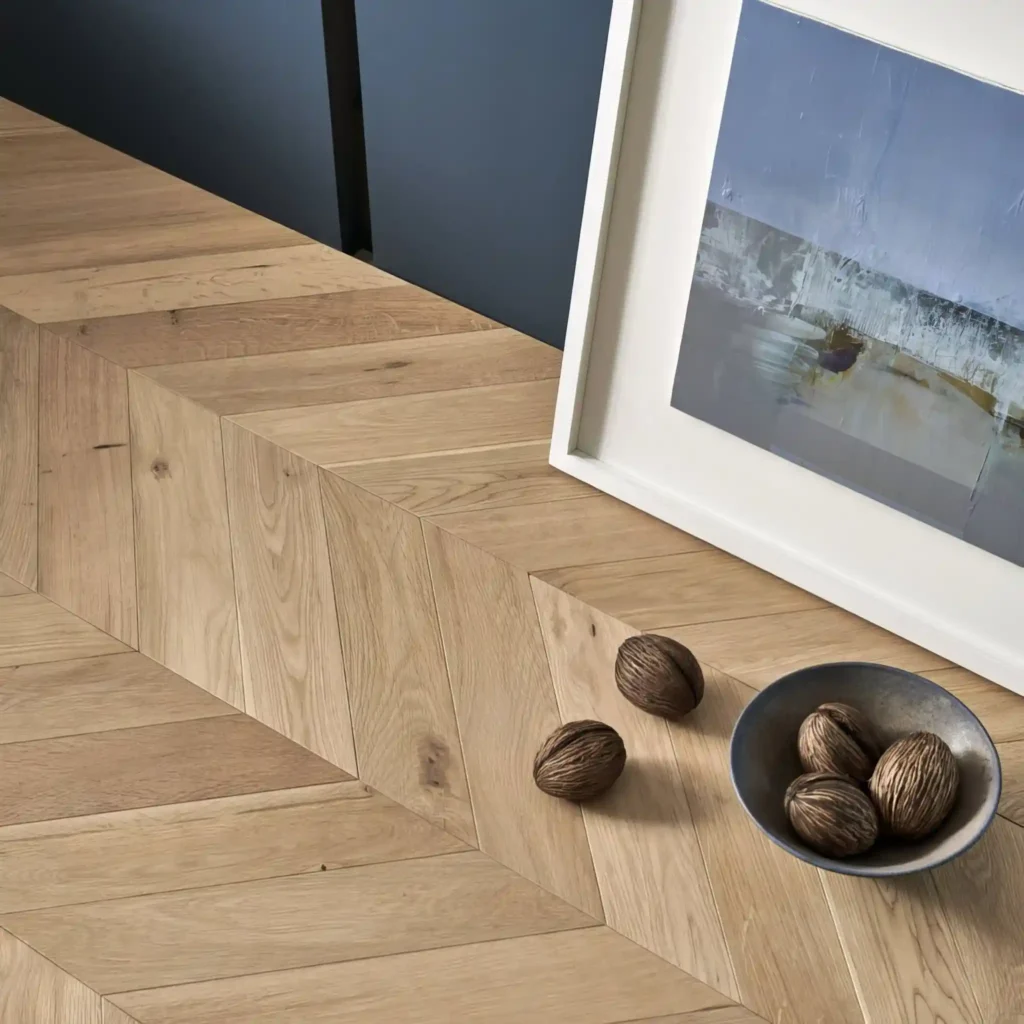 Goodrich Raw Oak Chevron Natural flooring installed in Al Quoz