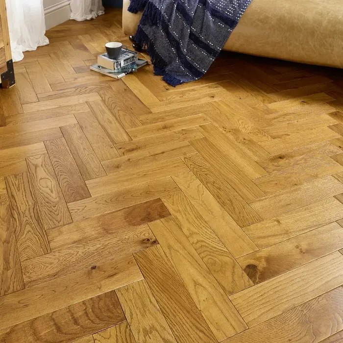 Flooring Rome Herringbone Brushed Lacquered Golden Engineered Oak
