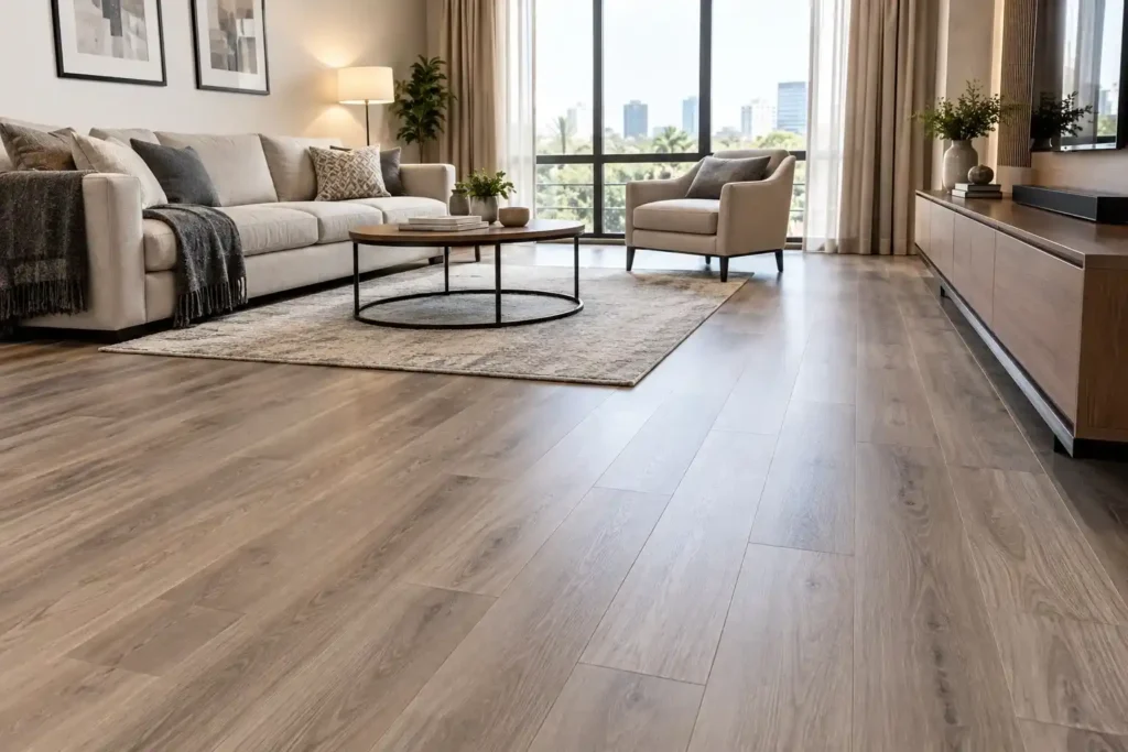 High Quality Laminate Flooring Installed in Living Room