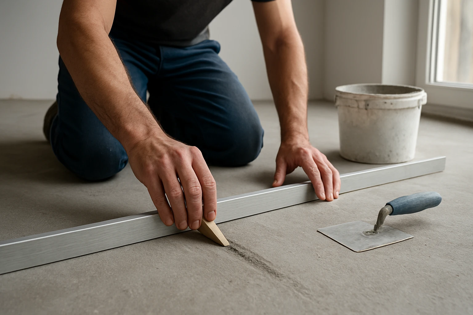 Checking subfloor flatness before installing vinyl planks