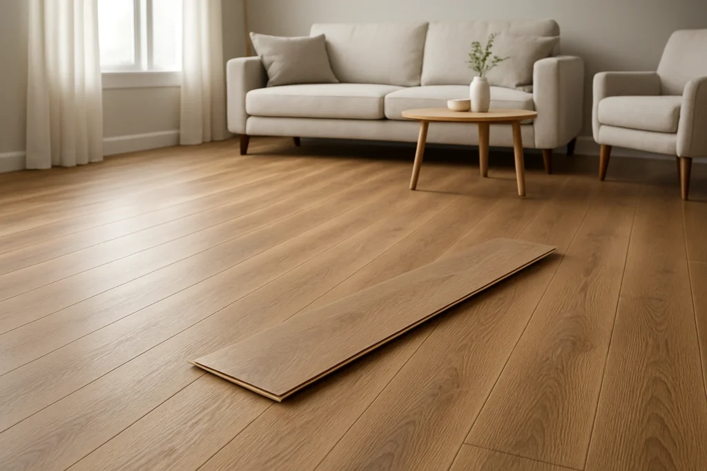 LVP flooring with realistic oak wood grain